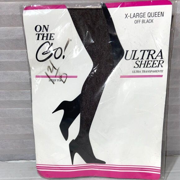On the Go! Ultra Sheer Pantyhose X-Large Sheer Toe Off Black Hosiery - Picture 1 of 6